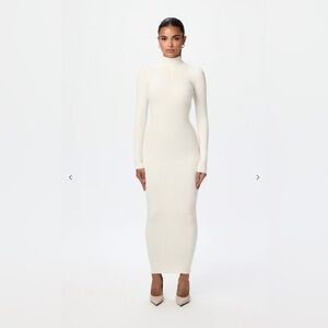 Naked Wardrobe Back Corset Rib Long Sleeve Sweater Dress